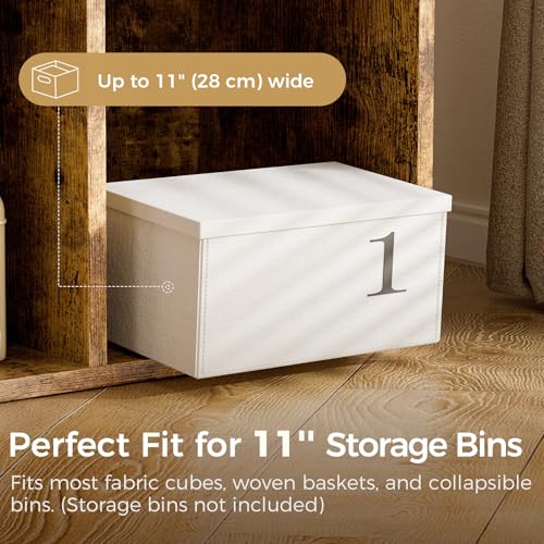 COMHOMA 8 Wood Cube Storage Organizer with Open Back and Removable Back Panels, 11In Brown Cube Storage Bookshelf, Cubicle Shelf Bookcase for Home Office Bedroom Living Room, Vertical or Horizontal - color: 8 Cube-brown