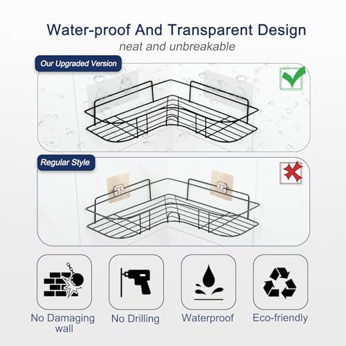 Shower Caddy Adhesive Replacement, 2 Pack Strong Adhesive Show-er Hooks, Water-Proof Shower Adhesive Strips, No Drilling for Show-er Caddy, Bathroom Storage Shelves and Kitchen Racks - color: 2 PCS
