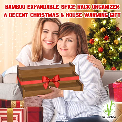 Bamboo Spice Rack Cabinet Organizer - 3 Tier Wooden Expandable Walnut Display Shelf - color: Brown