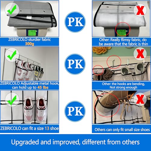 over the door shoe organizer,2025 upgraded,shoe organizer,35 Huge pockets,over door shoe organizer,Store size 13 shoes,shoe organizer,Strong material,hooks Suitable for various doors,White/black - color: White/black, size: 71'' x 25.4''/Pack of 1