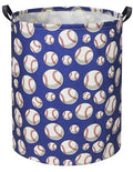 Baseball Kids Laundry Hamper, Large, Cotton & Linen, Waterproof PE Coating, Collapsible, Multi-purpose, Dinosaur Pattern - color: Baseball