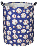 Baseball Kids Laundry Hamper, Large, Cotton & Linen, Waterproof PE Coating, Collapsible, Multi-purpose, Dinosaur Pattern - color: Baseball