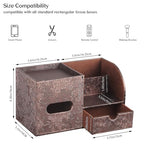Square Tissue Box Cover with Drawer Storage and Tray on Top, PU Leather Tissues Cube Boxes Holder, Modern Nightstand Organizer Caddy, Remote Control Holder for Bathroom, Bedside, Office, Home - color: Archaize