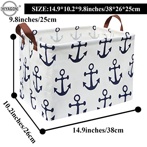 HIYAGON Kids Storage Basket Nautical Gift Basket Empty Boys Toy Storage Bin Organizer Box Rectangular Room Decor for Home,Books (Anchor) - color: Anchor