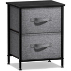 Sorbus Nightstand with 2 Drawers - Bedside Furniture End Table Night Stand with Steel Frame, Wood Top & Easy Pull Fabric Bins - Small Dresser & Chest for Home, Bedroom Accessories & Office - color: Black, style: 2 Drawer