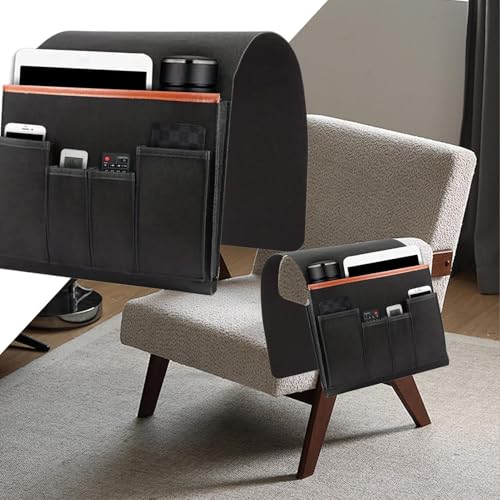 Multifunctional Sofa Organizer - Non Slip Armrest Storage Bag, Convenient Couch Pocket for Remote, Phone, and Accessories, Sturdy Design, Best for Recliner, Home, Use - color: Black