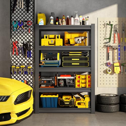 72" H Garage Shelving 3000LBS Heavy Duty Shelving Storage Shelves Adjustable 5 Tier Metal Shelving Unit for Industrial Garage, Basement, Warehouse, School, 19.7" D x 59.1" W x 72" H - size: 19.7" D x 59.1" W x 72" H