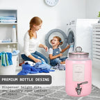 Large Liquid Laundry Detergent Dispenser with Spigots and Measuring Cups,108oz Leak-Proof Glass Fabric Softener,Reusable Glass Detergent Dispenser for Laundry Room Organizer and Storage(1)