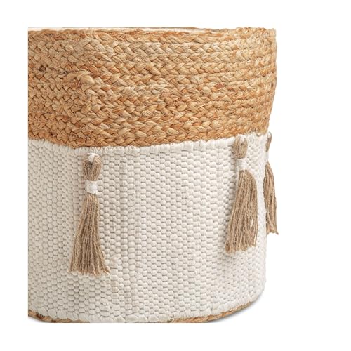 Crane Baby Boho Safari Nursery Decor Baby Storage Bin, Cotton & Jute Collapsible Fabric Basket Organizer, 13X12 Jute 13 X 12 Inches Beige - size: 13 x 12 Inches, style: Jute