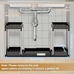 NIUXX Expandable Under Sink Organizer: 2 Tier Under Cabinet Organizer - Double Pull Out Shelf Under Sink Storage for Kitchen - Bathroom and Laundry Room - Space Saving - size: 27.9"L x 15.51"W-Fixed height