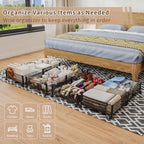Under Bed Storage on Wheels, Upgraded 31.5 inch Large Rolling Under Bed Storage, Metal Foldable Underbed Drawers Organizer Tool-free Assembly Underbed Shoes Clothes Organize - size: 1 Pack (31.5×15.7")