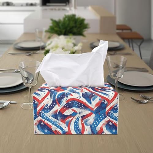 American Flag Print Tissue Box Holder,Modern Rectangular Tissue Box Waterproof Tissues Box Cover Fashion Decorative Tissues Box Organizer Home Decor Items - color: American Flag Print 2
