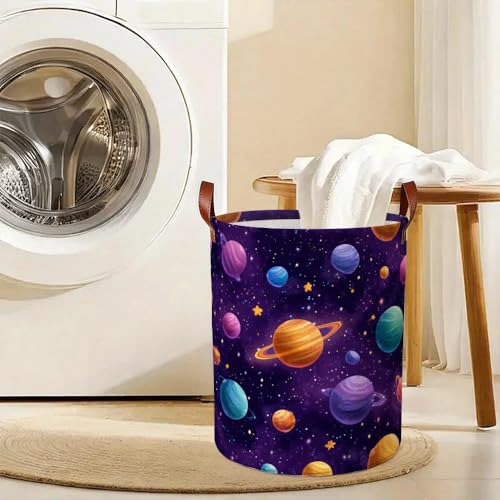 Funky Laundry Basket Outer Space Galaxy Collapsible Laundry Baskets Oxford Cloth Storage Bin Colorful Laundry Hamper for Kids Room Spring Decor 15.75x15.75x19.7" - color: Colorful595