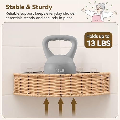 GRANNY SAYS 2 Pack Wicker Corner Shower Caddy Hanging, Shower Shelf for Inside Showers, Adhesive Shelves for Bathroom Organizers and Storage, Bathroom Shelves Wall Mounted for Home Decor, Natural - color: Natural, size: Fan-Shaped