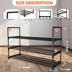 Hsscblet 3 Tiers Metal Shoe Rack,Adjustable Shoe Shelf Storage Organizer,Stackable Boot & Shoe Storage,for Entryway,Hallway,Closet,Black - size: 3-Tier