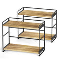 SRIWATANA 2 Pack Bathroom Counter Organizer, 2 Tier Countertop Organizers, Kitchen Counter Shelf Spice Rack Countertop Storage Wood Shelf - Carbonized Black