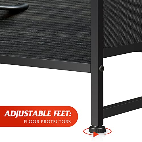 WLIVE Black Dresser for Bedroom, 6 Drawer Dresser, Storage Tower with Fabric Bins, Chest of Drawers for Closet, Living Room, Hallway - color: Charcoal Black Wood Grain Print