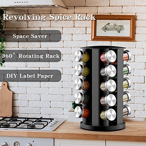 Handisen Rotating Spice Rack Organizer for Cabinet, Spice Racks Storage with 20 Jars, Spinning Spice rack for Kitchen Countertop, Spice Holder,Seasoing Storage Racks, Silver - color: Silver