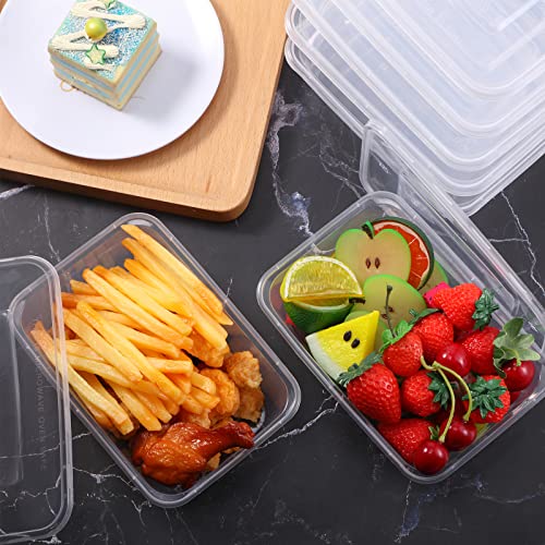 Bokon 100 Pcs Plastic Meal Prep Container with Lid Disposable Clear Lunch Containers Stackable Food Storage Container Box Spill Proof for Salad Snack Microwave Dishwasher Freezer Safe (25 oz) - size: 25 oz