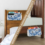 Bedside Caddy Hanging Bunk Bed Caddy Bed Organizer Hanging Pocket with 2 Hooks Bedside Storage Organizer Pocket Bag Holder Blue Penguins Ice Floes Snow Water - color: Blue Penguins Ice Floes Snow Water