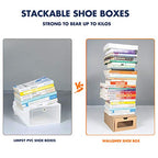 Shoe Boxes Cardboard, 12 Pack, Big Size, Waterproof, Heavy Duty, Stackable Shoe Storage Boxes, with Marking Labels, Transparent Window, 13.8" L x 9.3" W x 5.3" H - size: Big Size(13.8'' x 9.3'' x 5.3'')