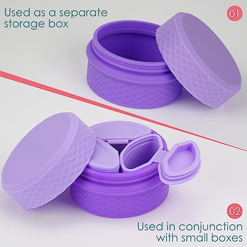 Adorila 2-Pack Silicone Travel Makeup Containers, 0.34oz/10ml TSA Cream Jars, 3-in-1 Modular Skincare Storage Case (Pink, Purple) - color: Purple+Pink