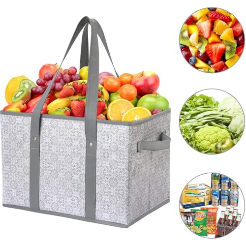 WISELIFE Reusable Grocery Bags [4 Pack],Large Grocery Tote Bag Water Resistant Shopping Bags Foldable Grocery Bag for Clothes,Shoes and Picnic - color: Grey, size: 4 PCS