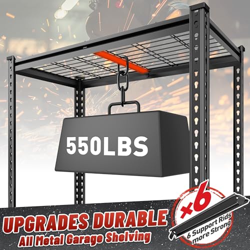 REIBII 3300LBS Garage Shelving Heavy Duty, 79" H x 40" W x 16" D Garage Storage Shelves, 6 Tier Adjustable Metal Shelving Unit, Multi-Use Storage Rack for Kitchen, Office Room, Pantry, Basement - size: 40"Wx16"D x 79"H
