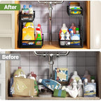 Under Sink Organizer 2-Pack, Metal 2-Tier Pull-Out Cabinet Shelf with Slide-Out Mesh Drawers, Height Adjustable, Space-Saving Under Sink Storage Racks for Kitchen, Bathroom, Laundry Room - color: Black