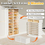 9-Tier Portable Shoe Rack Organizer for Closet, 36 Pairs Shoe Container Bins, Clear Plastic Collapsible Shoes Storage Box, Stackable Sneaker Storage Shoe Cabinet with Door - size: 9 Tiers - 36 Pairs