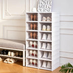 ZLLZUU Shoe Storage Box, No-Assembly 6 Tiers Foldable Shoe Organizer with Clear Door, Space-saving Shoe Rack，Sturdy Clear Plastic Stackable Sneaker Container - color: 6Tiers