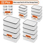 JSCARES 44 PCS Food Storage Container with Lid (22 Lids & 22 Containers) - Leakproof Meal-Prep Containers for Kitchen Storage Reusable Plastic Microwave/Dishwasher Safe with Labels & Pen - color: 5-22 Pack