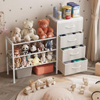 Cidaziya Expandable Closet Organizers and Storage, 4 Drawer Dresser, White Fabric Storage Dresser, Clothes Shelves for Kids, Purse Organizer Small Shoe Rack for Closet Bedroom - size: 11.8"D x 43.4"W x 29.8"H (4 Drawers)