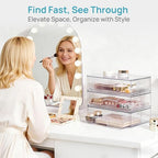 Vtopmart 12.1''W Clear Stackable Storage Drawers,2 Pack Acrylic Plastic Organizers Bins for Makeup Palettes, Cosmetics, and Beauty Supplies,Ideal for Vanity, Bathroom,Cabinet,Desk Organization - style: 2pack Wide