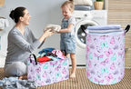 KUNRO Kids Laundry Hamper Clothes Gift Basket Storage Laundry Baskets Organizer Bin with Handles for Nursery Room (Purple Butterfly) - color: Purple-Butterfly