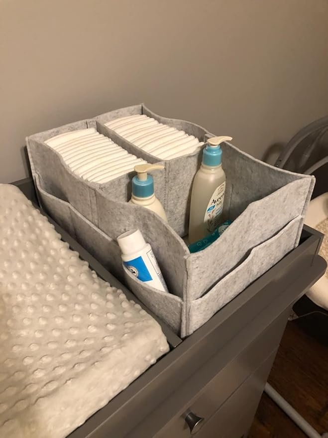 Portable Diaper Caddy Organizer - Multifunctional Storage Basket for Changing Table, Car & Travel | Machine Washable Gift for New Moms - color: Grey