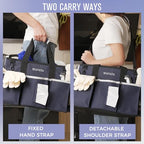 SCAVATA Wearable Caddy Bag, Cleaning Supplies Organizer With Handle & Shoulder Straps for Housekeepers, Under Sink & Car Tool Organizers With 4 Foldable Divider (NavyBlue) - color: NavyBlue
