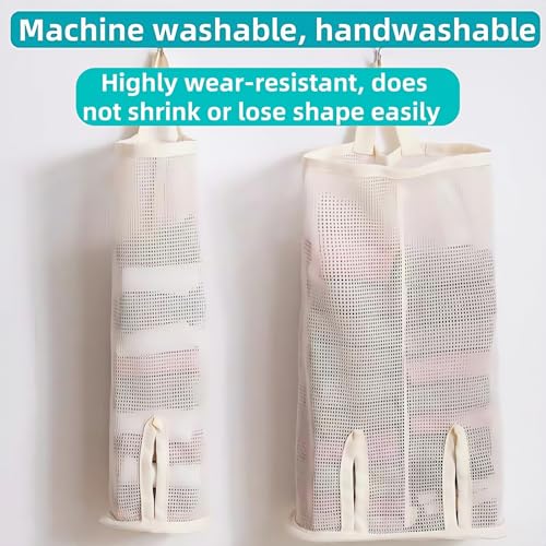 Hanging sock storage bag，hanging closet organizer，plastic bag holder，Sock Underwear Organizer Wall Mount Multifunctional Bag Saver Kitchen Storage Holder for Storing Socks Ties Plastic Bag (Large) - size: Large