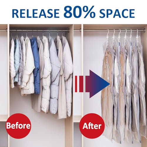 Hanging Vacuum Storage Bags, 3 Pack Large Hanging Vacuum Seal Bags for Clothing, Space Saver for Clothes, Jackets, Closet Organizer for Moving Supplies(53.1x27.6 in) - size: 3-Long