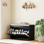 HOMCOM Narrow Shoe Bench with Padded Seat Cushion and Flip-Drawer, Small Entryway Bench Holds up to 265lb, Shoe Cabinet, 31.5x10.2x18.7 Inches, Black - color: Black, size: 31.5" x 10.2" x 18.7"
