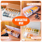 Charger Organizer, Cable Cord Organizer Box (2PCS) - Adjustable Dividers, 16 Cable Ties, Clear Charger Storage Box for Cable, Phone, Drawer Organization