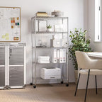 Seville Classics 5-Tier Wire Shelving with Wheels, 5-Tier, 30"" W x 14"" D (NEW MODEL), Chrome Plating, Plated Steel - color: Plated Steel, size: 5-Tier, 30" W x 14" D (NEW MODEL)