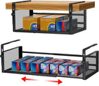 AmonHouseware 2Pack Under Shelf Basket, Adjustable Hanging Under Cabinet Shelf Storage, Hanging Holder Length Stretchable 14.9-22.6Inch for Kitchen Pantry Desk Counter Bookshelf Cupboard (Black) - color: Black