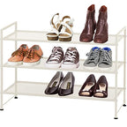 Simple Houseware 3-Tier Stackable Mesh Shoe Rack, White - color: White, style: Mesh Panel