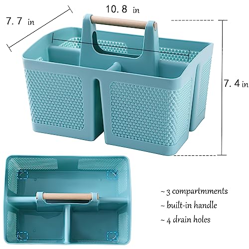 rejomiik Portable Shower Caddy Basket Plastic Cleaning Caddy Organizer Storage Tote with Handle for Bathroom, College, Dorm Room Essentials, Blue - color: Blue