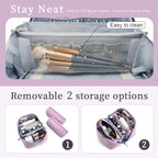 BOYATU Travel Makeup Bag Cosmetic Bags for Women: 3 Pcs Set Large Capacity Make up Bag with Handle - Waterproof Vegan Leather Toiletry Bags Travel Essentials with Compartments(C-4-Purple) - color: C-4-Purple