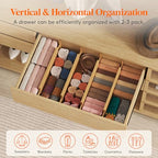 Lifewit 6" High 8 Pack Bamboo Drawer Dividers 45-55cm/17.5-22" Adjustable Wooden Drawer Organizer for Clothes/Utensils, Expandable Drawer Separator for Dresser/Kitchen/Bedroom/Office Organization - size: 6"H, 17.5-22"L