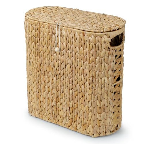 YANGQIHOME Toilet Paper Storage, Water Hyacinth Toilet Paper Storage with Lid, Papers Container for up to 9 Mega Rolls, Bathroom Basket Organizer - size: 9 Rolls
