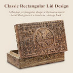 Ajuny Wooden Jewelry Box Tree of Life Carvings Travel Trinket Holder Storage Case Handmade Treasure Box Keepsake 8x5 Inch Multipurpose Organizer Unique Gifts for Men & Women - style: Center Small Tree