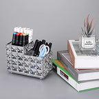 Hipiwe Crystal Remote Control & Makeup Brush Organizer - 2-Slot Silver Tabletop Pen & Pencil Storage Holder for Office & Bathroom - style: 2-Slot, Silver